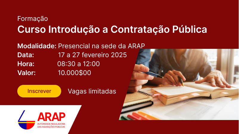 Aberta as inscrições para a formação no Curso de Introdução a Contratação Pública